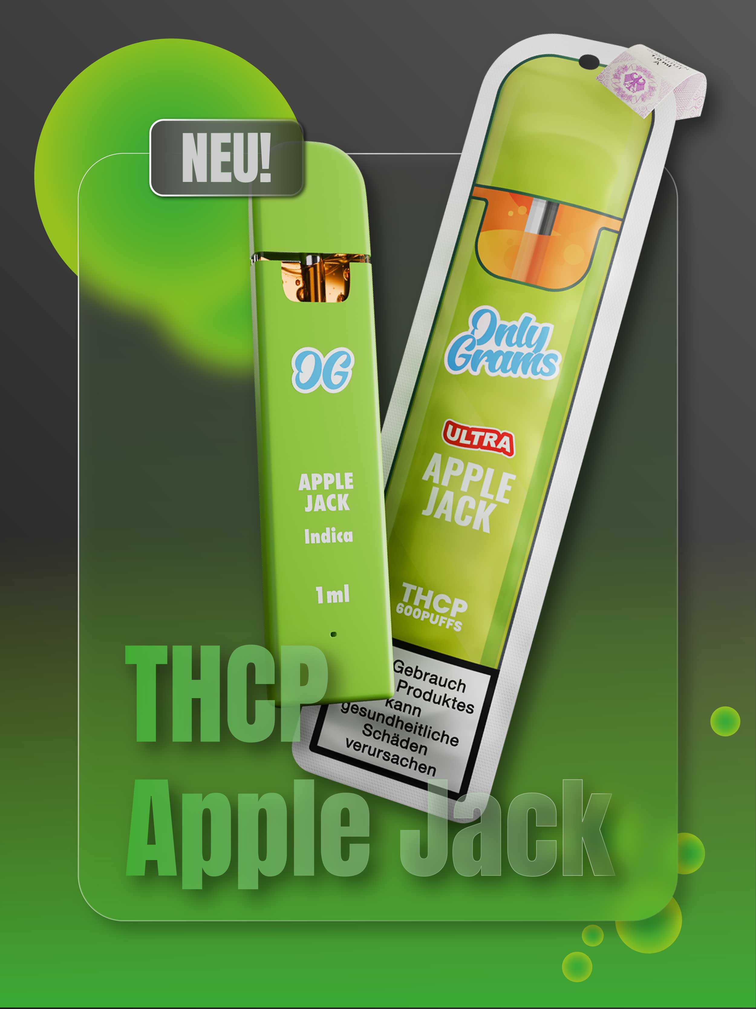 onlygrams Einweg Vape - 93% HHC - Apple Jack (Indica) 